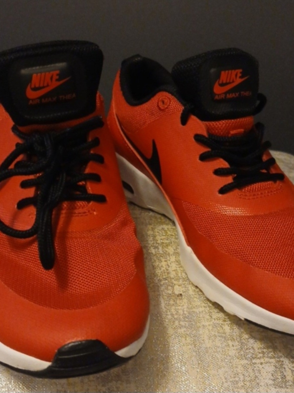 Nike Womens Red and Black Air Max Thea Sneakers